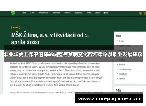 职业联赛工作中的降薪调整与赛制变化应对策略及职业发展建议